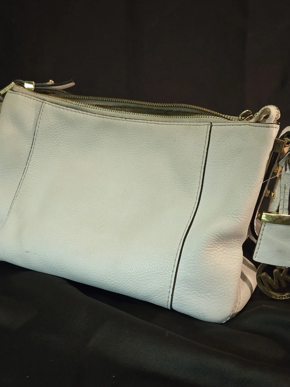 Michael Koros Women's Leather Crossbody Bag in White - Gold Hardware